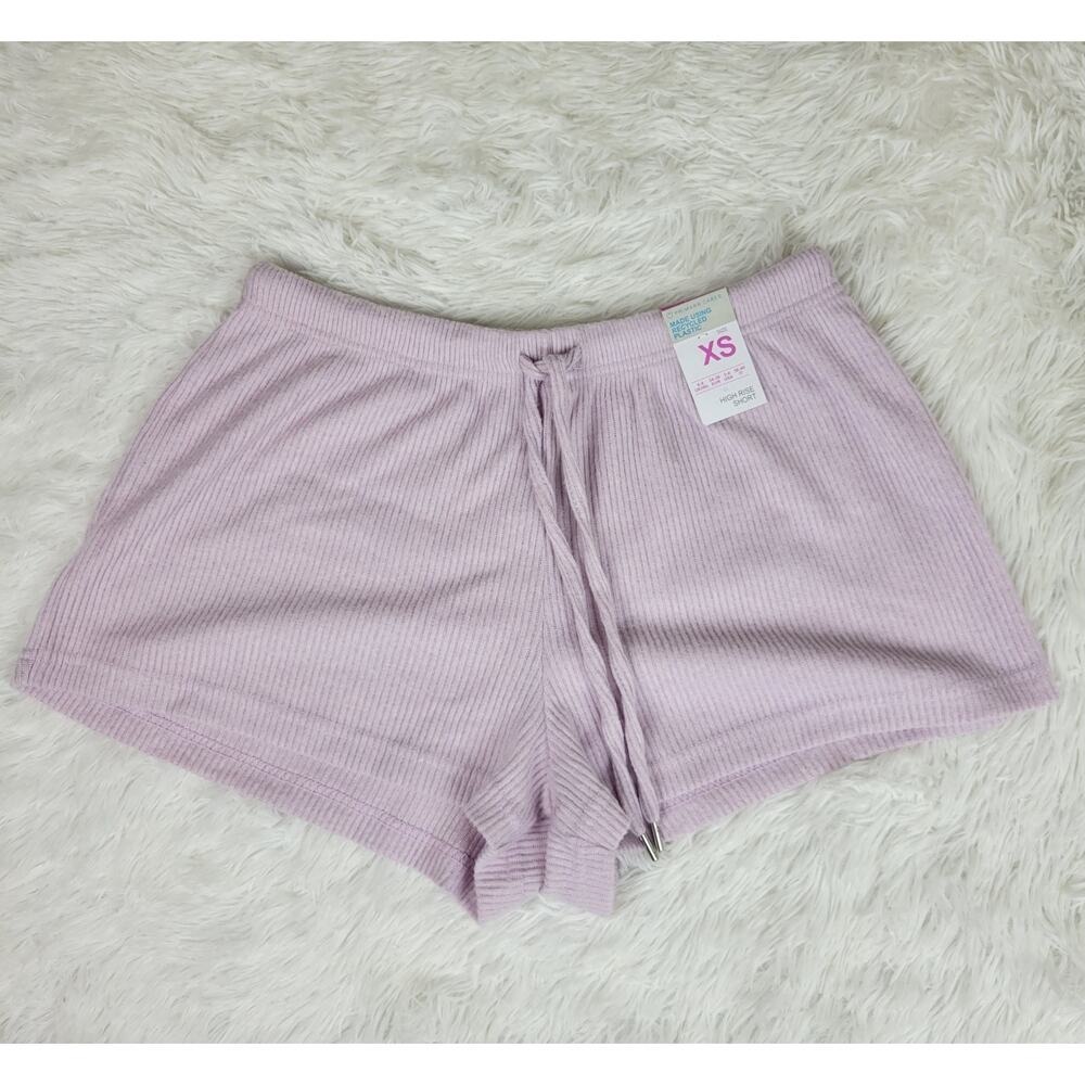 Primark Cares Womens High Rise Ribbed‎ Knit Lounge Shorts Lavender Purple XS
